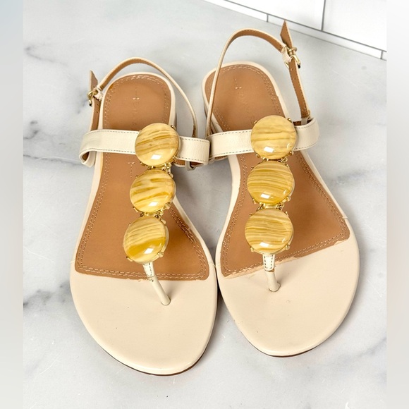 Elegant Cream Sandals with Faux Stones - Picture 3 of 10